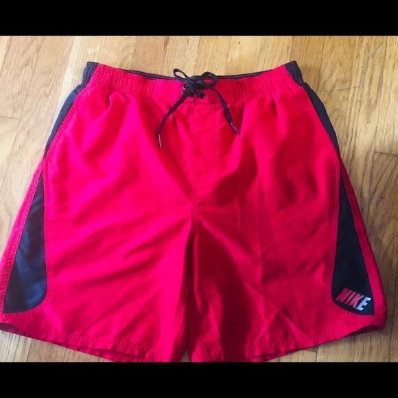 Nike Athletic Board Shorts Swim Black Red Men’s L - Picture 1 of 8